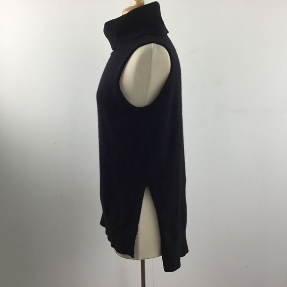 Carmen Marc Valvo hi-low hem sleeveless lagenlook black turtleneck sweater Med - Picture 3 of 7